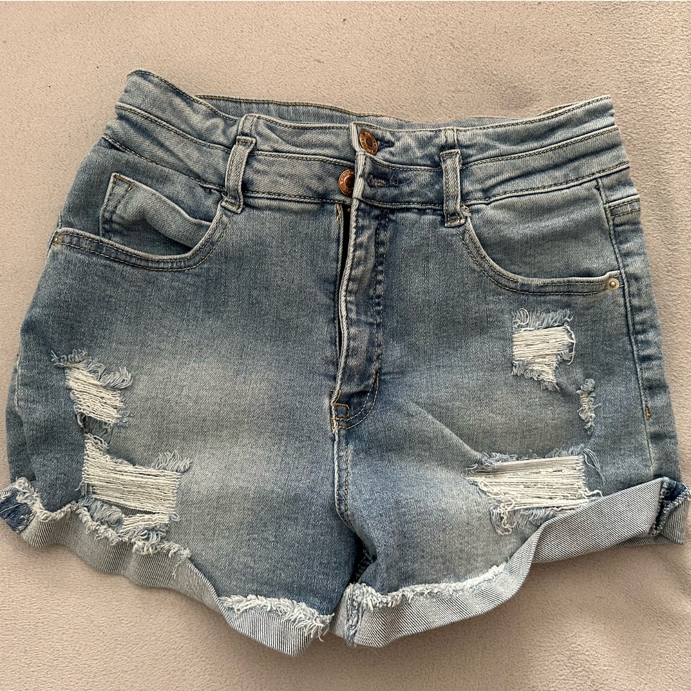 Medium wash blue jean shorts